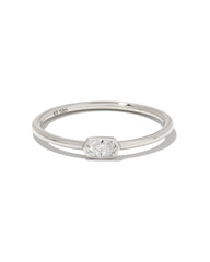 Marisa 14k White Gold Oval Solitaire Band Ring in White Diamond