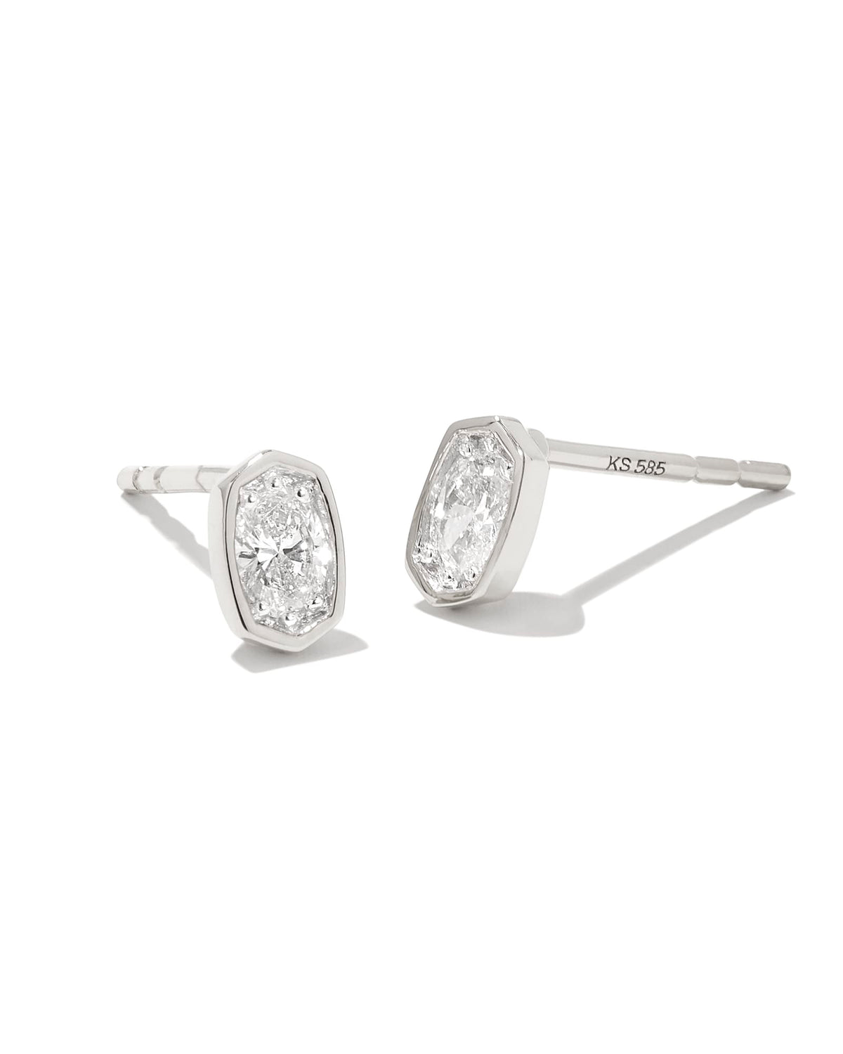 0.22 ct Marisa 14k White Gold Oval Solitaire Stud Earrings in White Diamond
