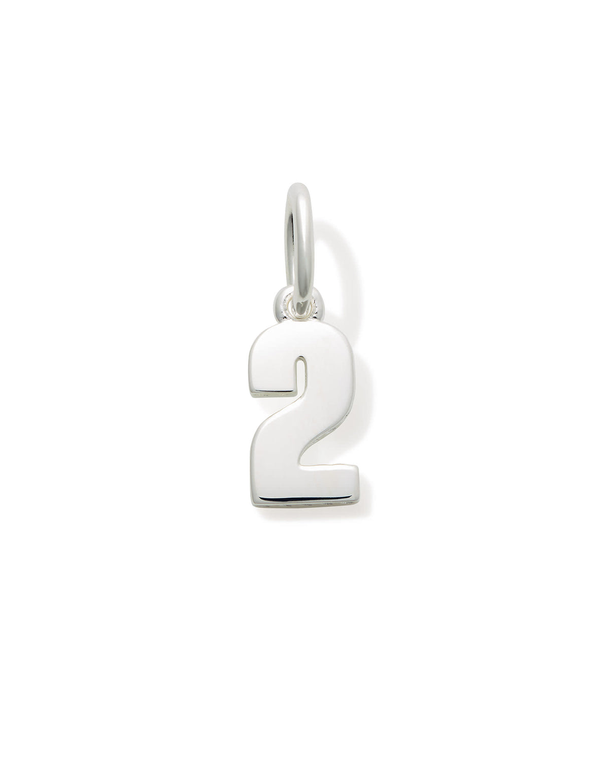 Metal Number 2 Charm in Sterling Silver