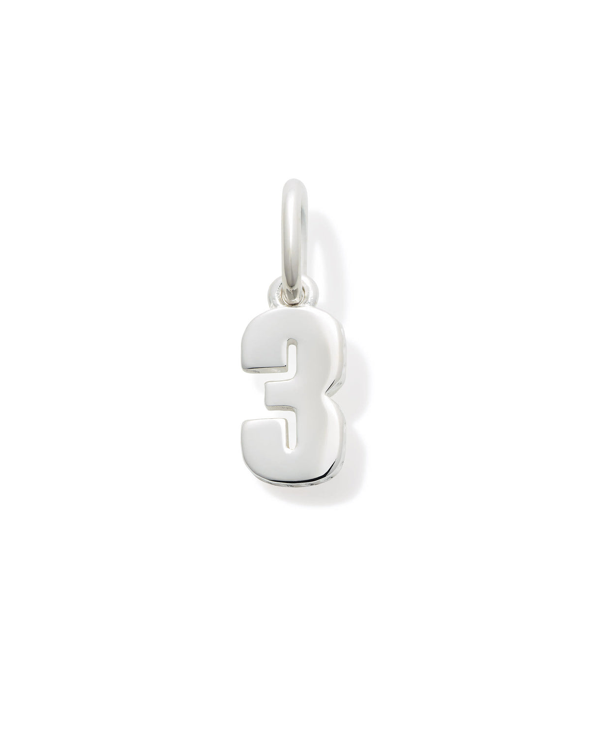 Metal Number 3 Charm in Sterling Silver