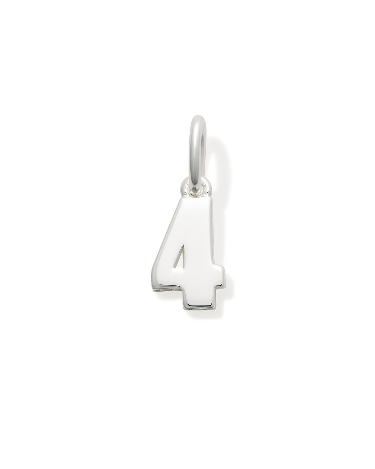 Metal Number 4 Charm in Sterling Silver