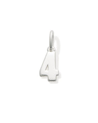 Metal Number 4 Charm in Sterling Silver