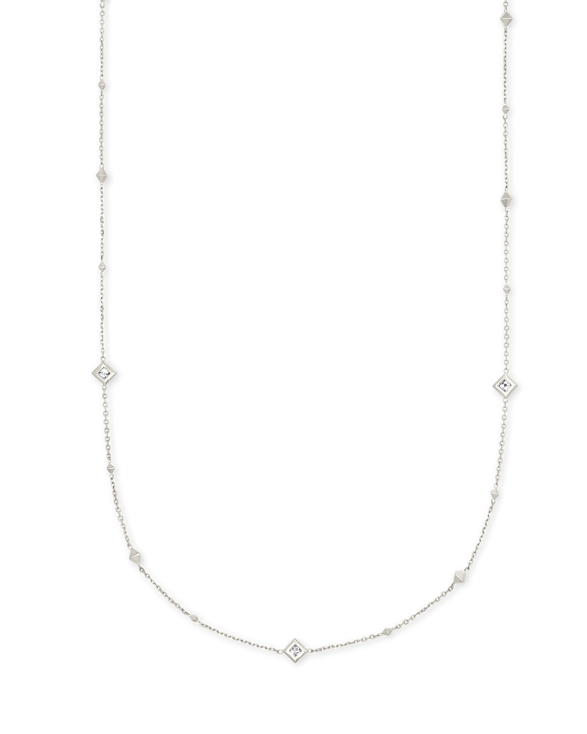 Michelle 14k White Gold Strand Necklace in White Diamond