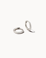 Mila 14k White Gold Huggie Earrings in White Diamond