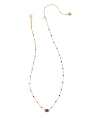 Mini Elisa Gold Enamel Frame Short Pendant Necklace in Maroon Magnesite
