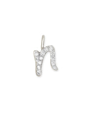 14k White Gold Letter N Charm in White Diamond