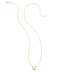 Noble 14k Yellow Gold Horseshoe Short Pendant Necklace in Turquoise