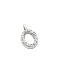 14k White Gold Letter O Charm in White Diamond