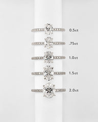 0.75 ct Oval Solitaire Engagement Ring with Pave Diamonds in 14k White Gold