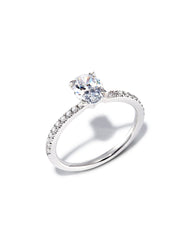 2 ct Oval Solitaire Engagement Ring with Pave Diamonds in 14k White Gold
