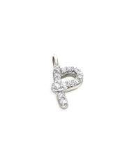 14k White Gold Letter P Charm in White Diamond