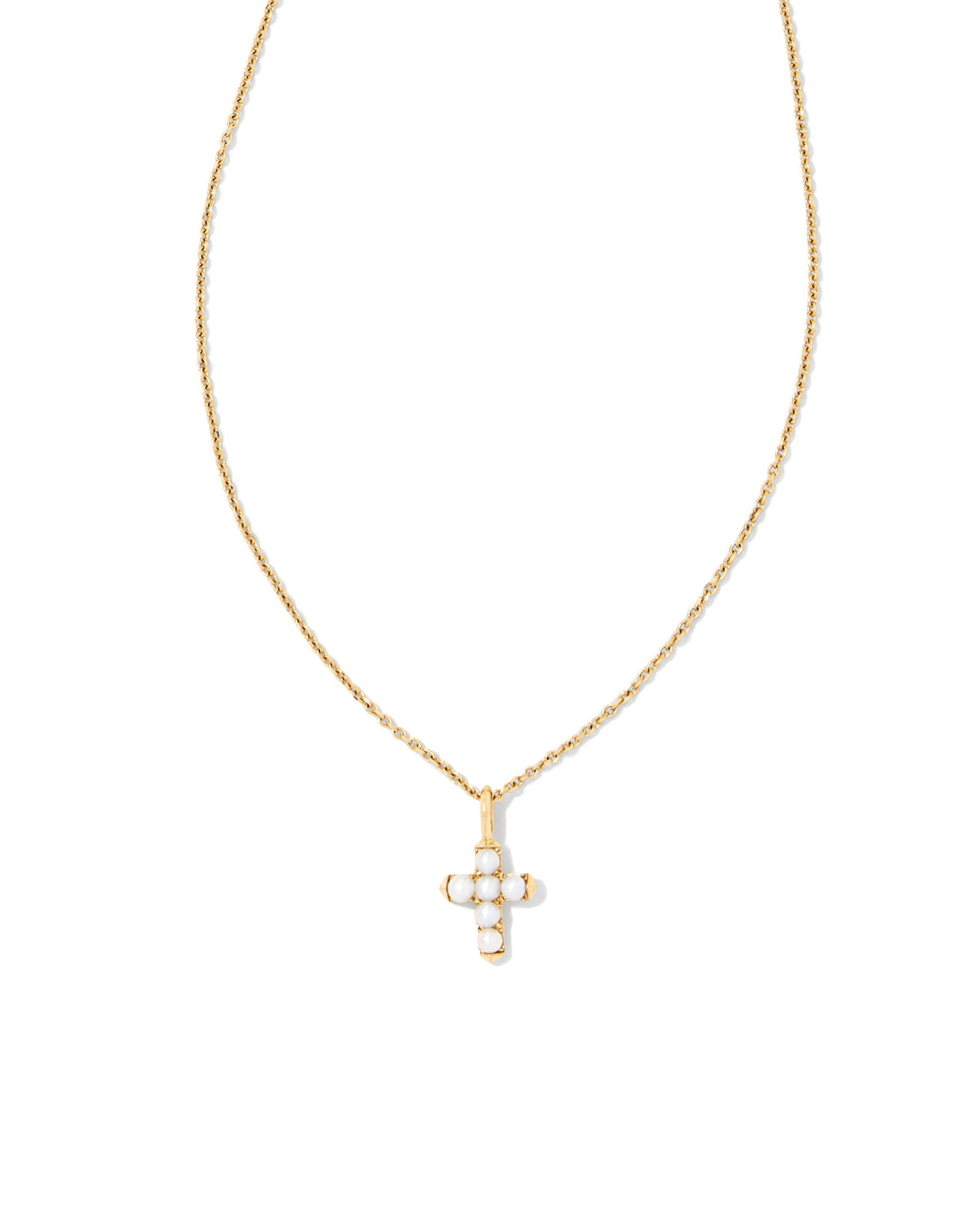 Pearl 14k Yellow Gold Cross Pendant Necklace in Freshwater Cultured Pearl