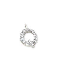 14k White Gold Letter Q Charm in White Diamond