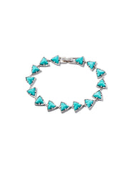 Robby Vintage Silver Link and Chain Bracelet in Variegated Turquoise Magnesite