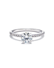 0.5 ct Round Solitaire Engagement Ring with Pave Diamonds in 14k White Gold
