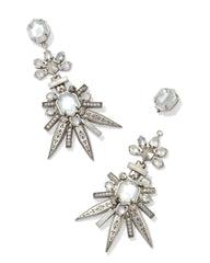 Serayah Vintage Silver Statement Earrings in White Mix