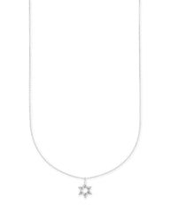Star of David 14k White Gold Pendant Necklace in White Diamonds