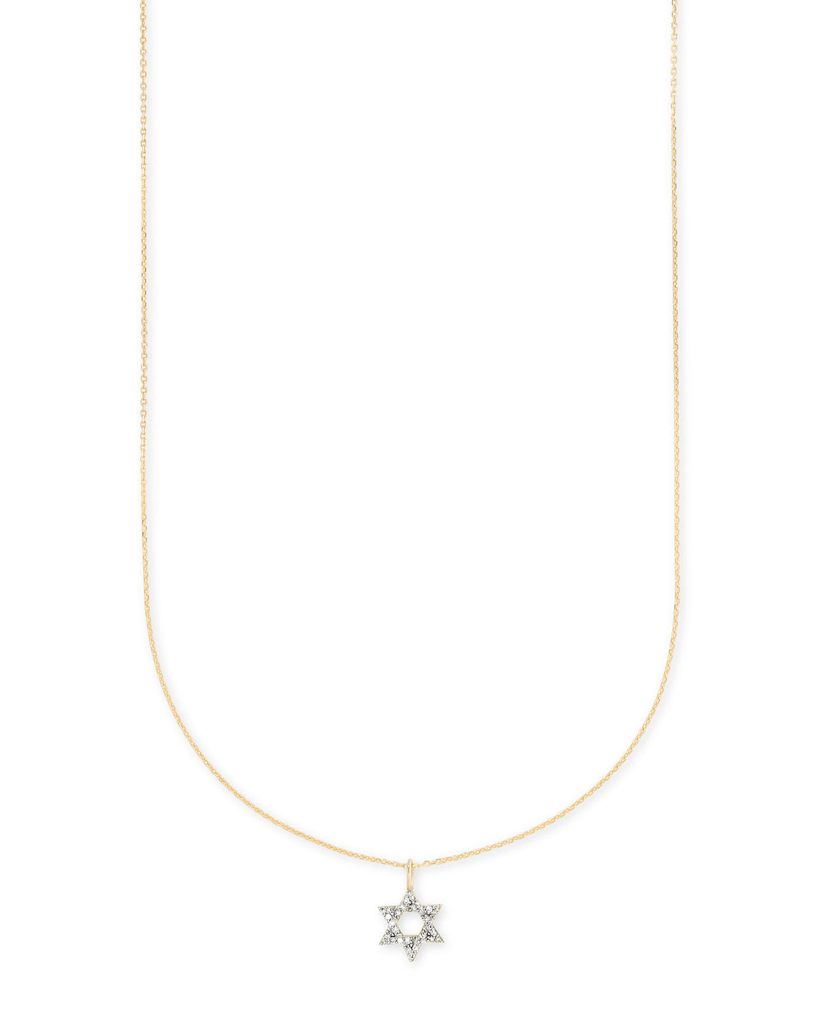 Star of David 14k Yellow Gold Pendant Necklace in White Diamonds