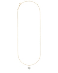 Star of David 14k Yellow Gold Pendant Necklace in White Diamonds