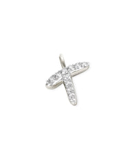 14k White Gold Letter T Charm in White Diamond