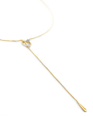 Tegan 14k Yellow Gold Y Necklace in White Diamond