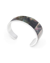 Tenley Bright Silver Shell Cuff Bracelet in Black Mother-of-Pearl