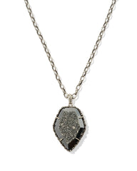 Tessa Vintage Silver Small Long Pendant Necklace in Platinum Drusy