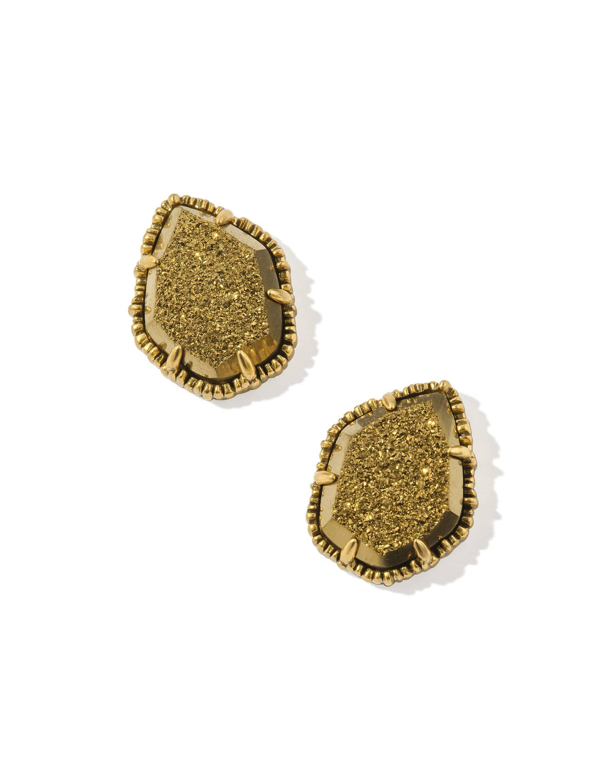 Tessa Vintage Gold Statement Stud Earrings in Bronze Drusy