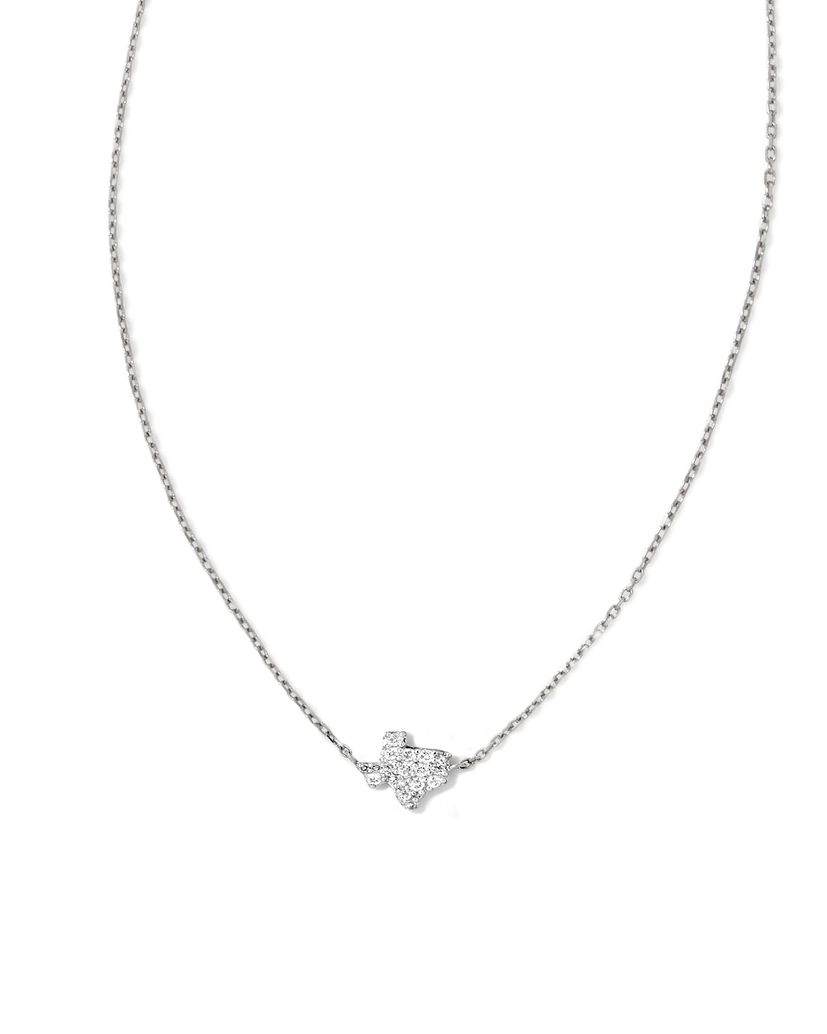 Tiny Texas 14k White Gold Pendant Necklace in White Diamond