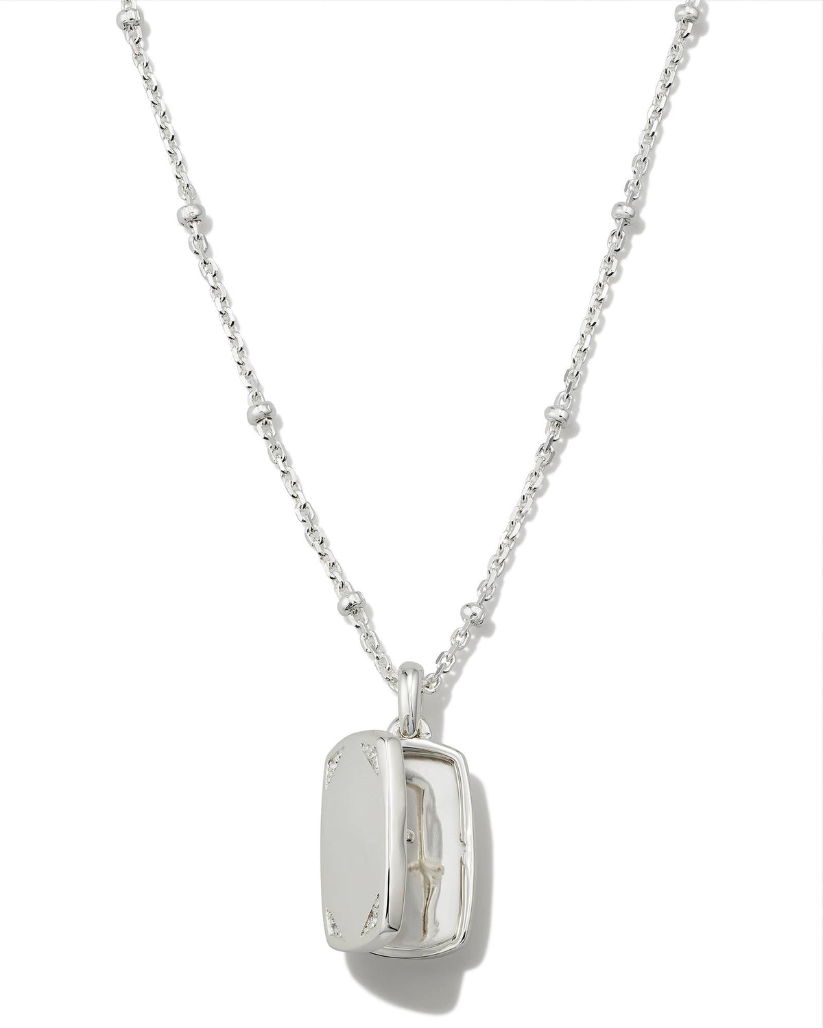 Tinsley Sterling Silver Tiny Locket Necklace in White Topaz