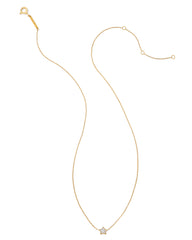 Tiny Star 14k Yellow Gold Pendant Necklace in White Diamond