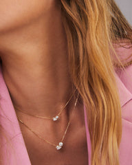 1.3 ct Lab Grown White Diamond Toi et Moi Large Pendant Necklace in 14k Yellow Gold