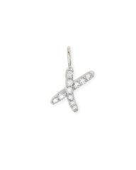 14k White Gold Letter X Charm in White Diamond