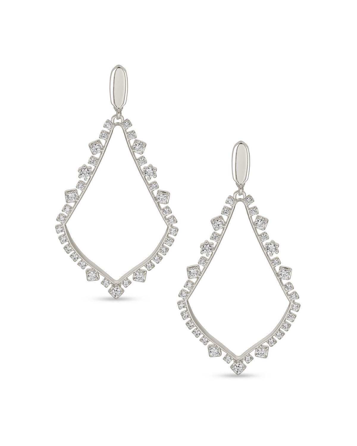 Sophee Crystal Clip-On Drop Earrings in Silver